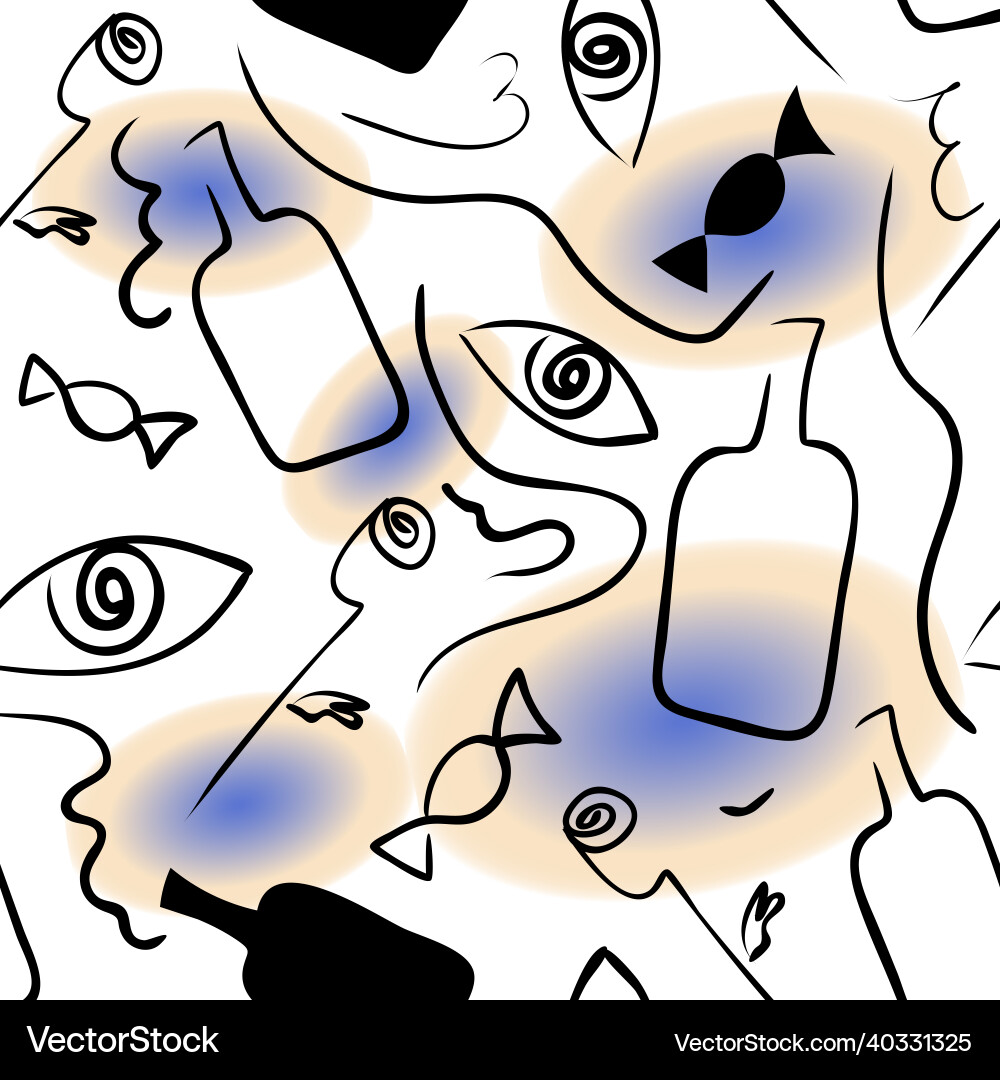 Surreal ector seamless pattern with the eye Vector Image