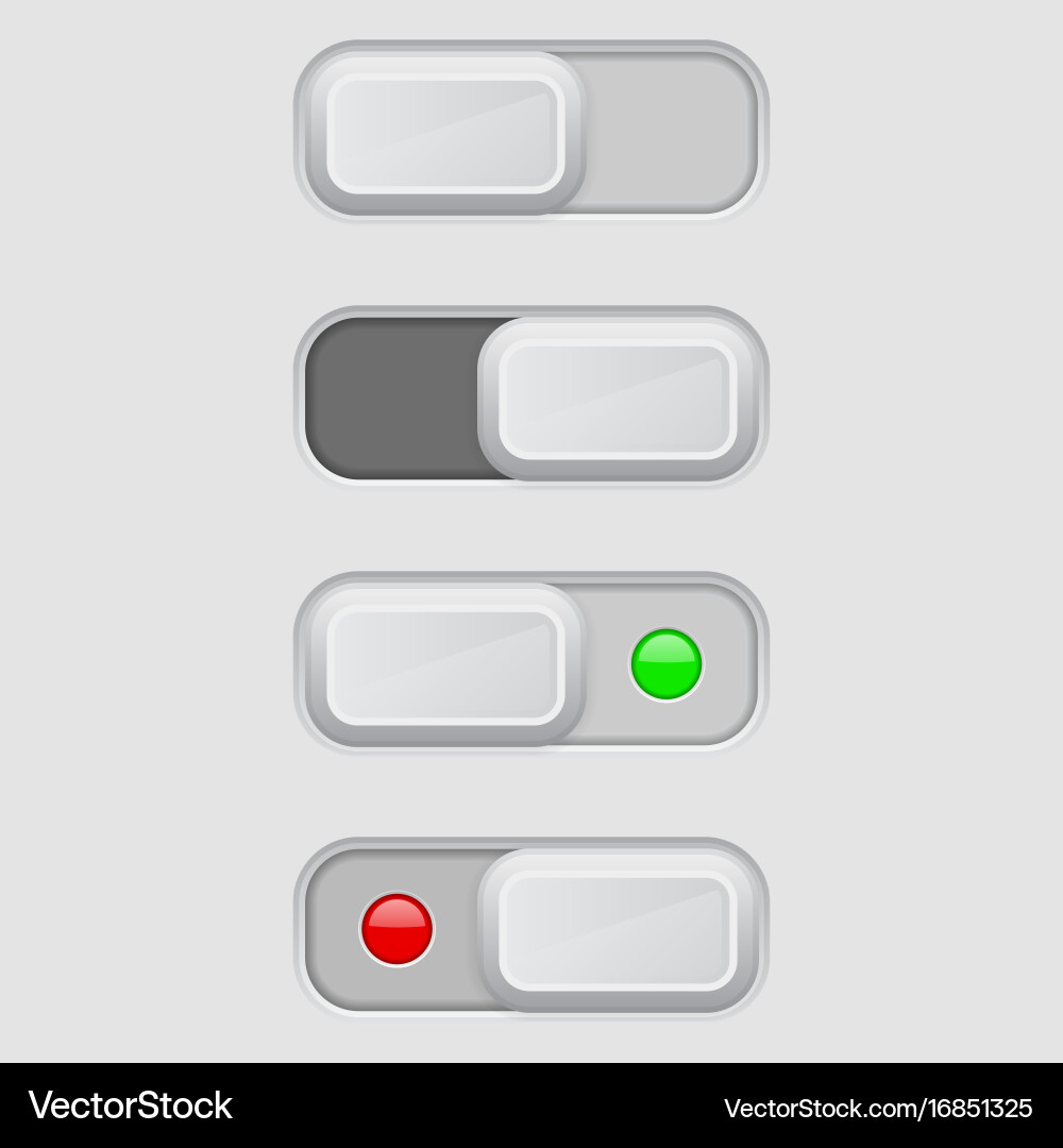 Toggle switch set on and off buttons Vector Image