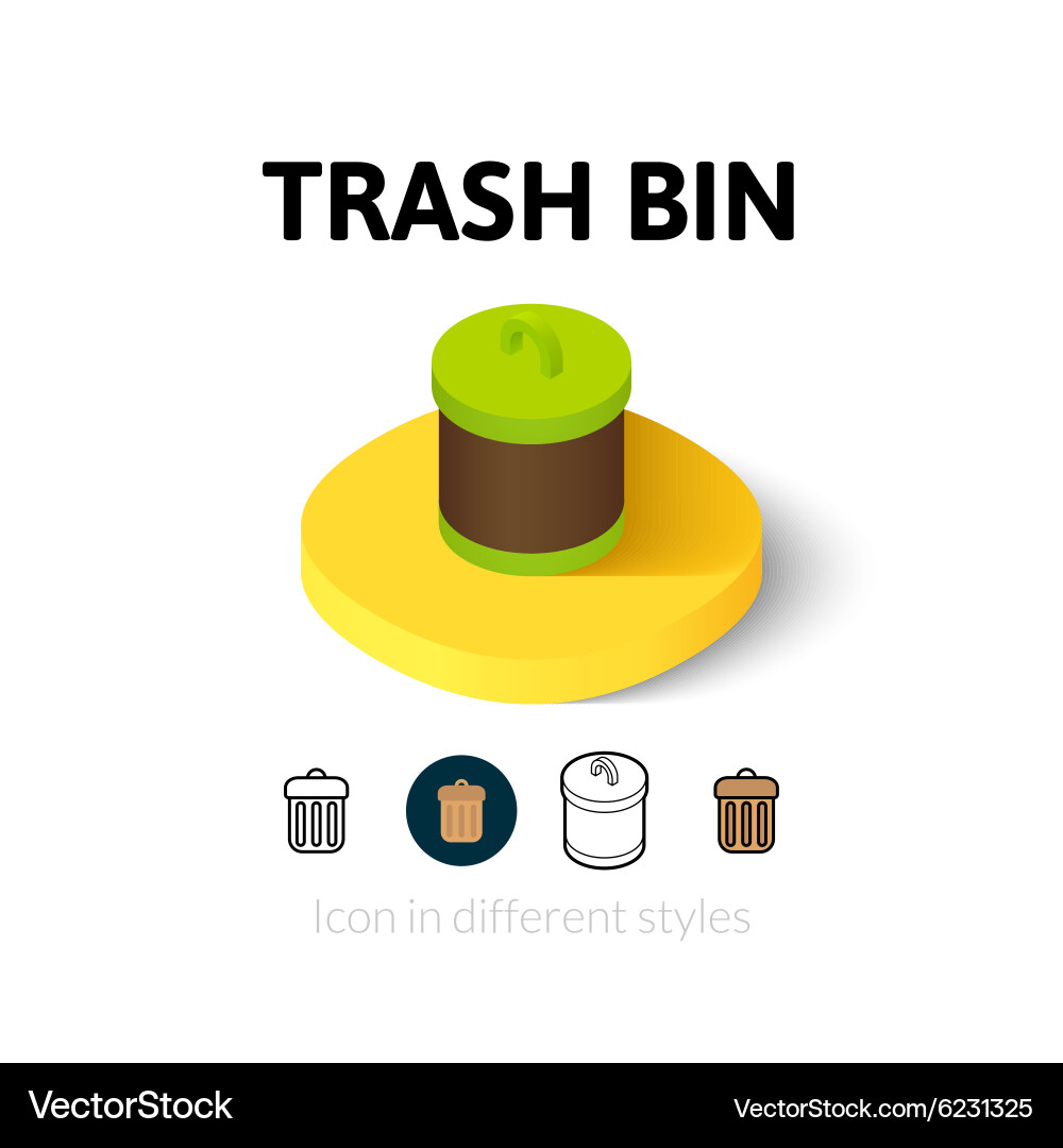 Trash bin icon in different style Vector Image
