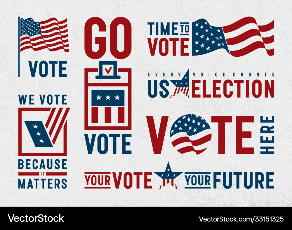 Usa election motivation typography and logos set vector image