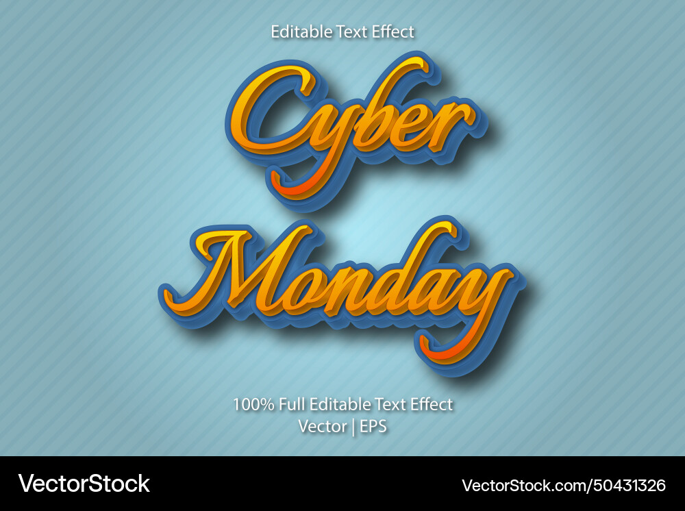 Cyber monday editable text effect retro style Vector Image