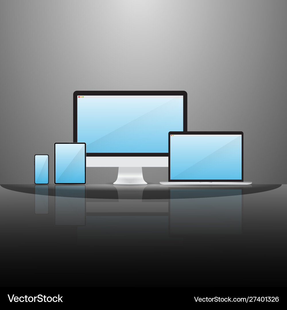 Digital Device Collection Mockup Vector Image