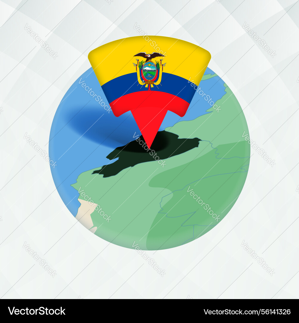 Ecuador map highlighted with flag marker vector image