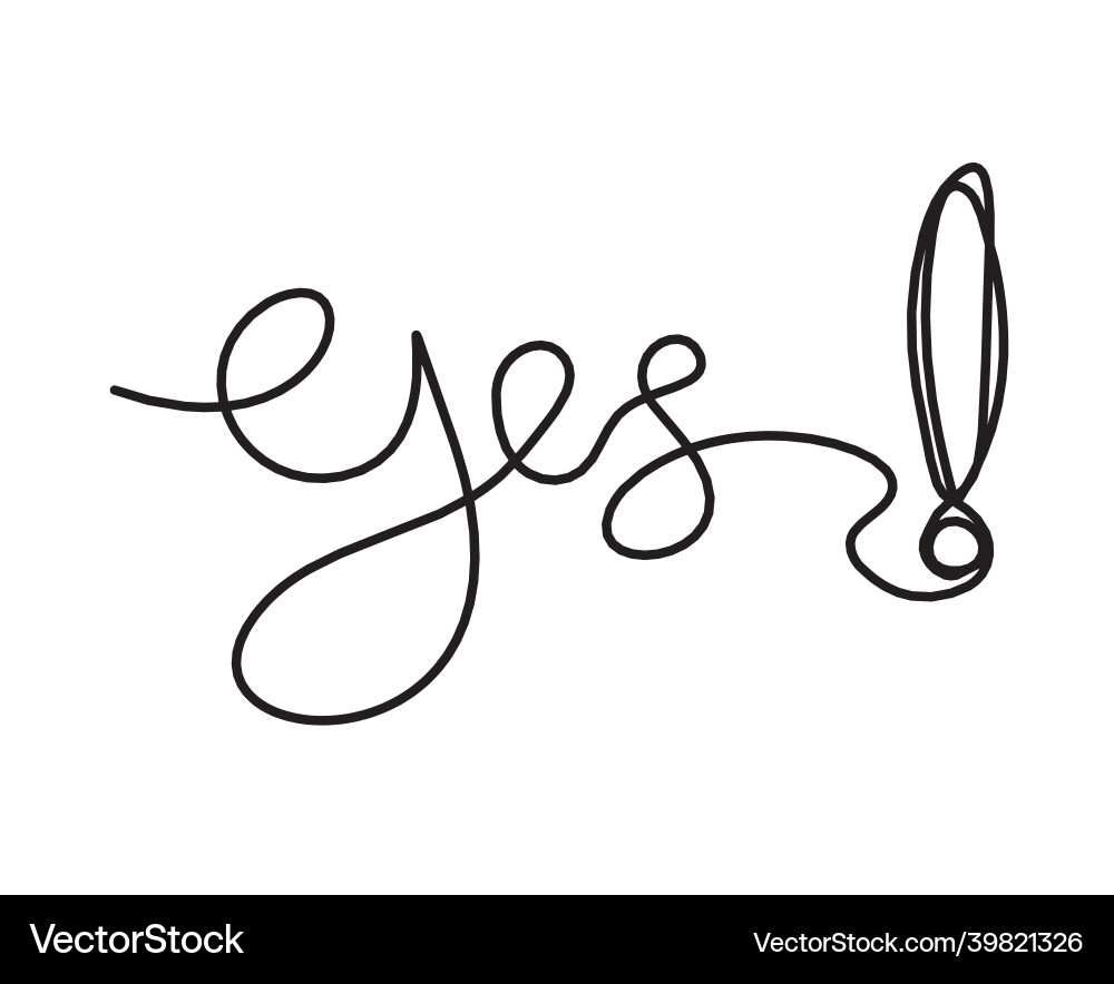 Exclamation mark as continuous line drawing vector image