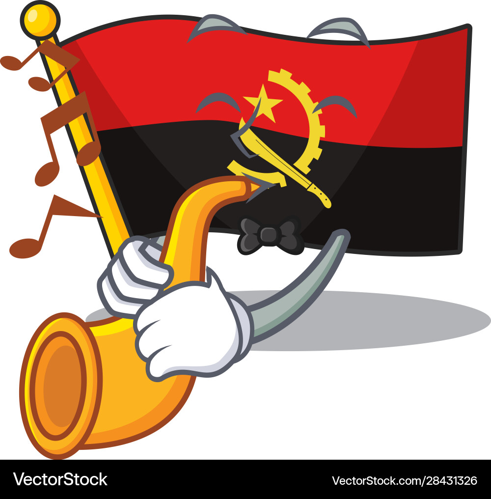 Flag angola scroll cartoon character design vector image