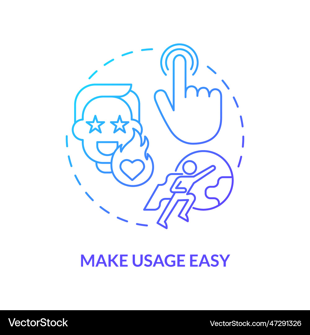 Make usage easy blue gradient concept icon Vector Image
