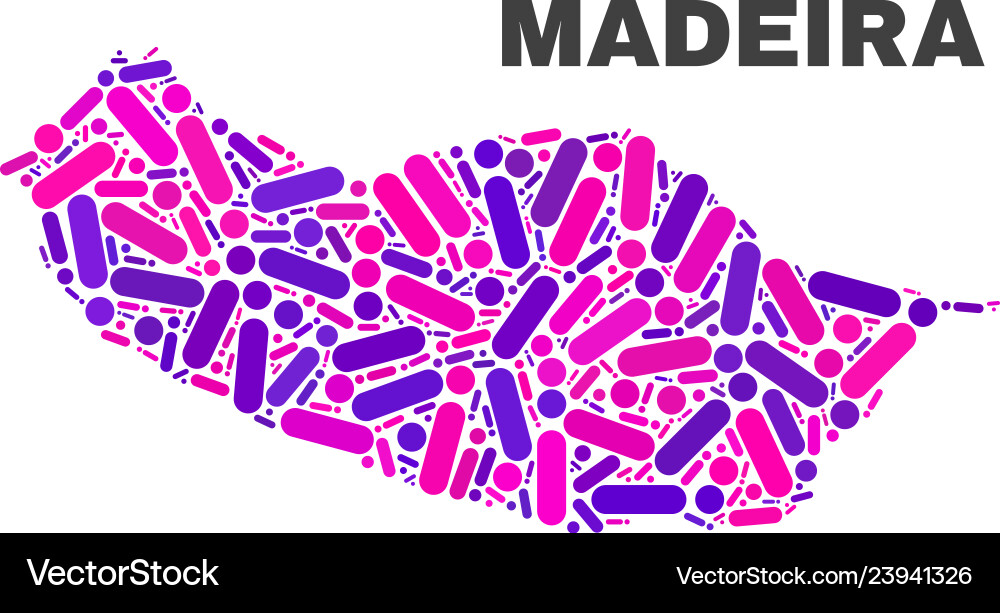 Mosaic madeira map of dots and lines Mosaic madeira map of dots and lines Vector Image
