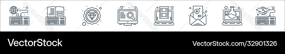 Online learning line icons linear set quality Online learning line icons linear set quality vector image