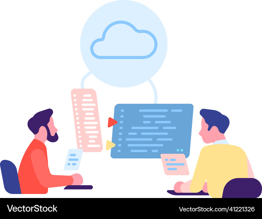 Programmierer die Cloud Computing Software kodieren Programmierer die Cloud Computing Software kodieren vektorbild