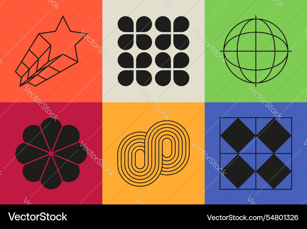 Retro prints and symbols - set of flat design Retro prints and symbols - set of flat design vector image