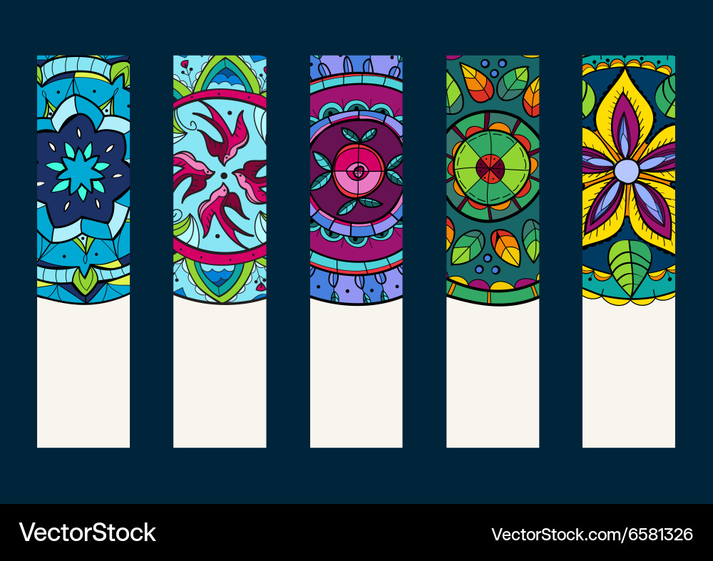 Set 1 of banners with hand drawn mandalas Vector Image