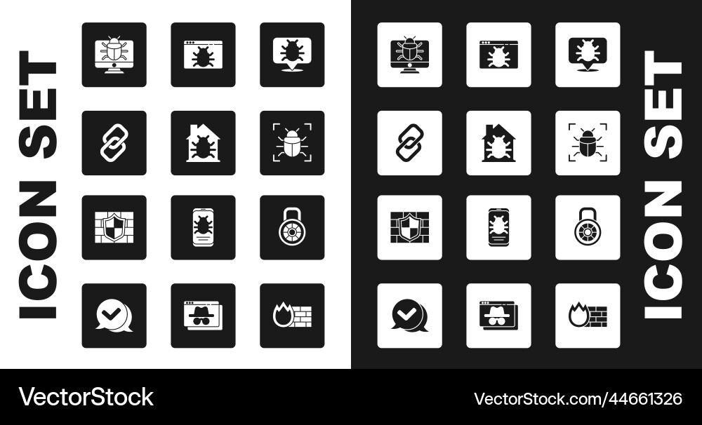 Set system bug house chain link Set system bug house chain link vector image