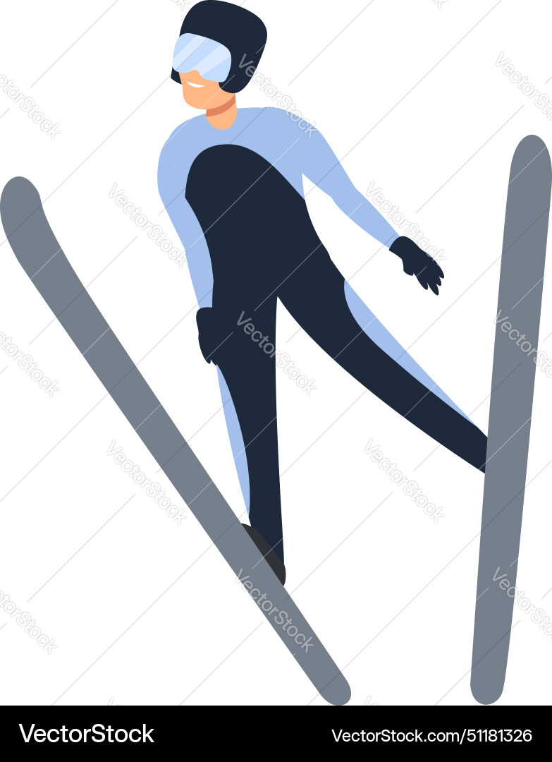 Ski jumper action icon cartoon winter vector image