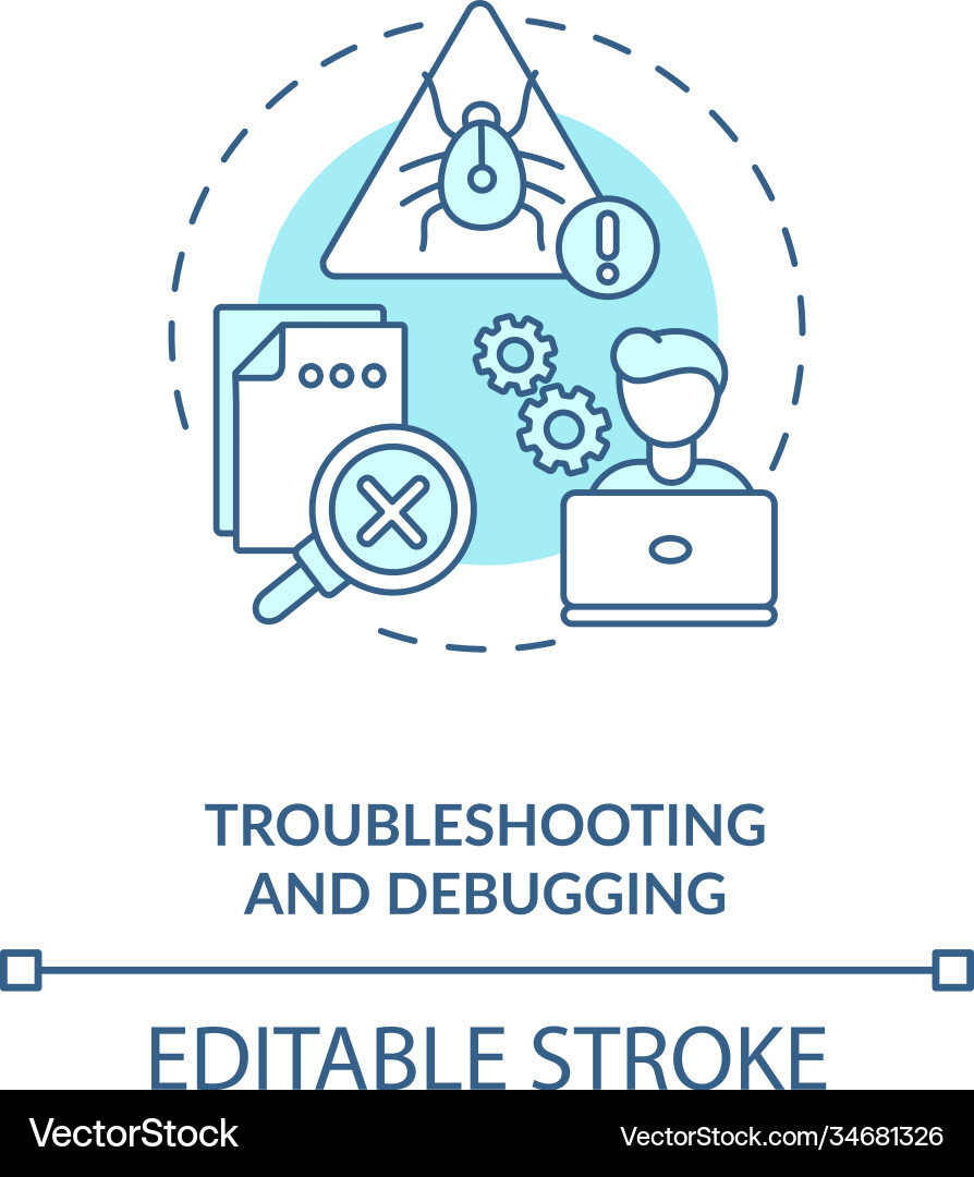 Troubleshooting and debugging concept icon Troubleshooting and debugging concept icon vector image
