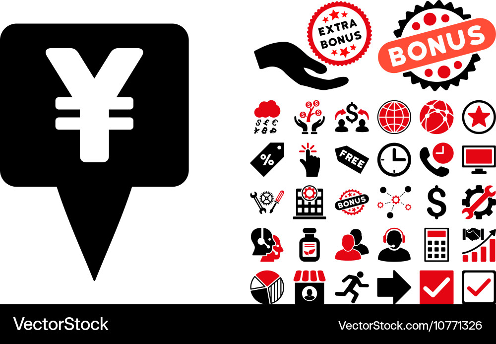 Yen map pointer flat icon with bonus Vector Image