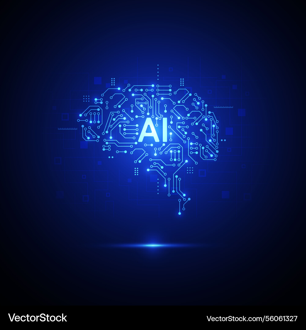 Abstract artificial intelligence with brain Abstract artificial intelligence with brain vector image
