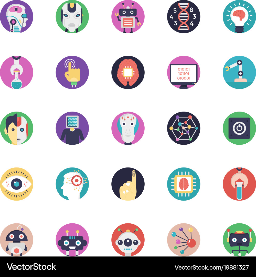 Artificial Intelligence Icon Set Vector Image