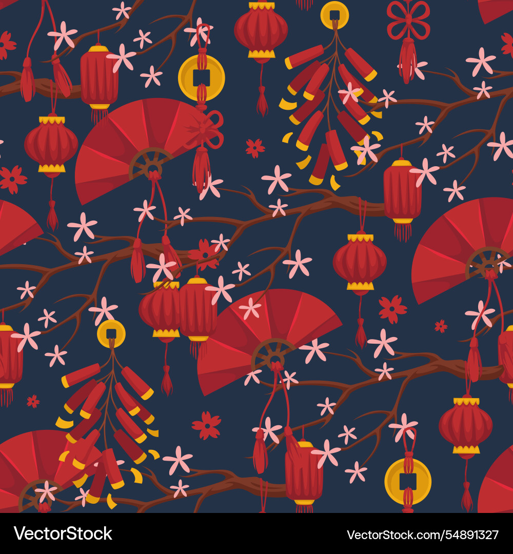 Cherry blossom lunar pattern Vector Image