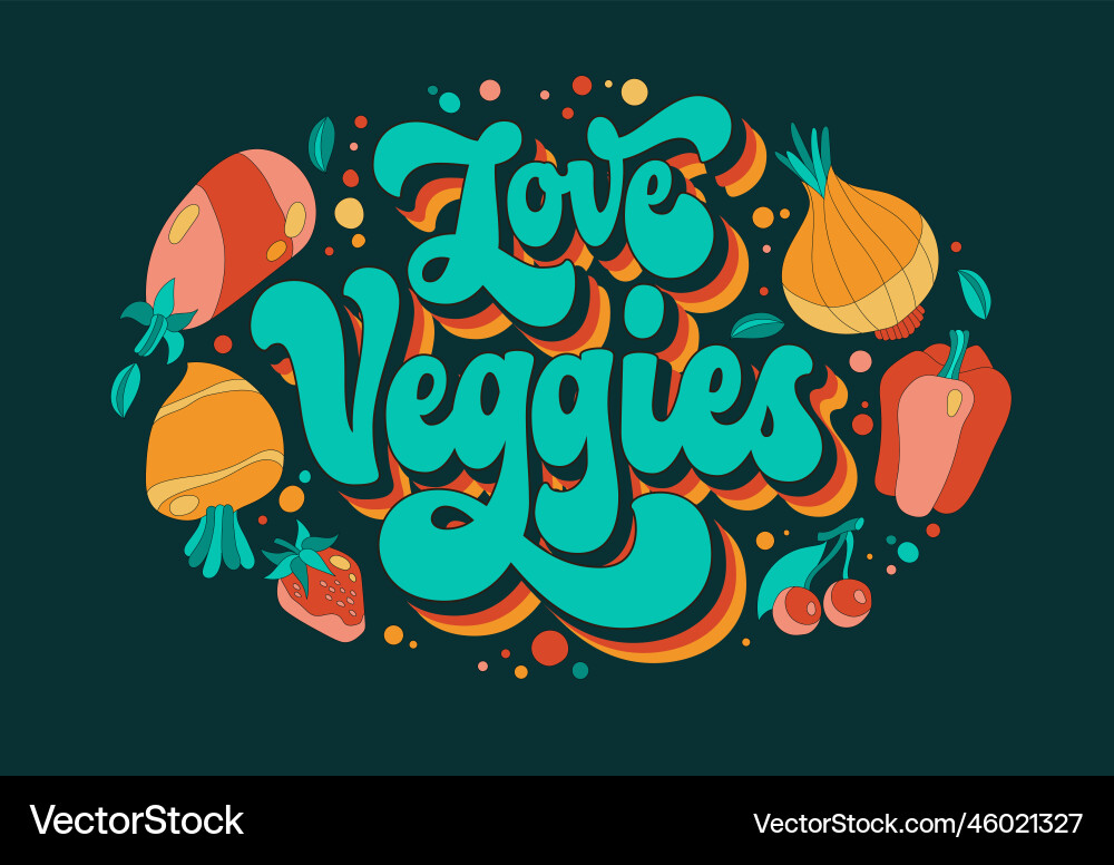 Design with vibrant lettering in a 70s script Design with vibrant lettering in a 70s script vector image