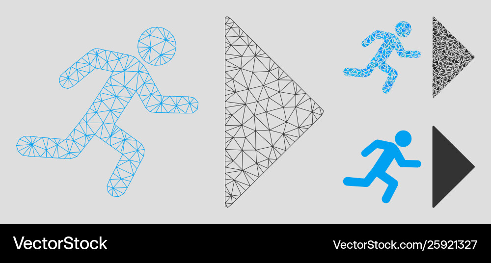 Exit direction mesh wire frame model Exit direction mesh wire frame model vector image
