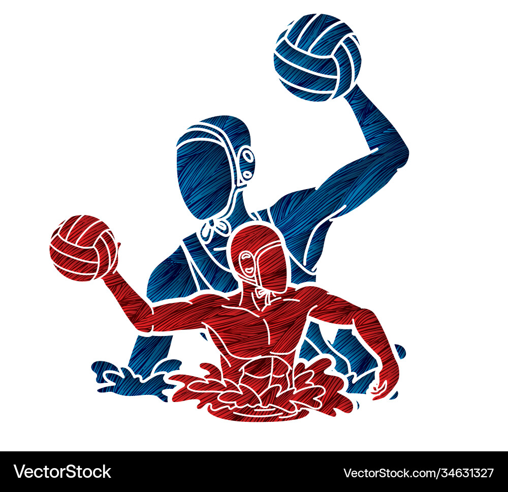 Group water polo players action cartoon Group water polo players action cartoon vector image