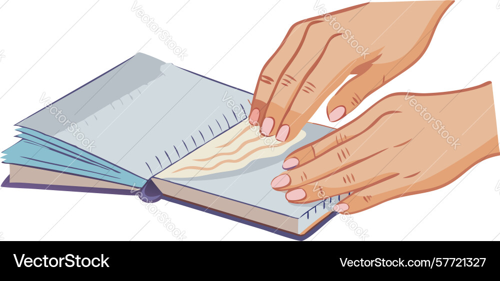 Hands using a compass in notebook for geometry vector image
