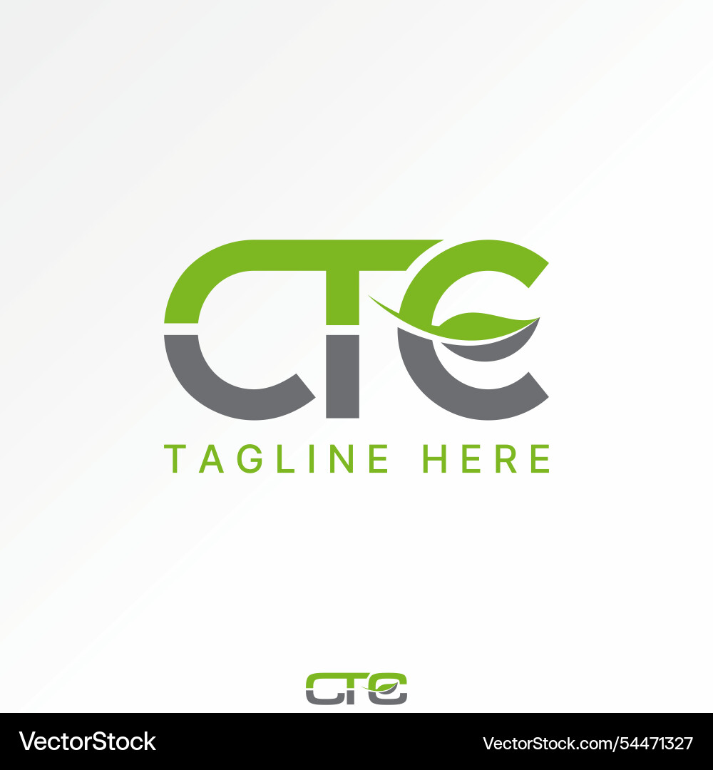 Initial ctc font connected with leaf nature Initial ctc font connected with leaf nature Vector Image