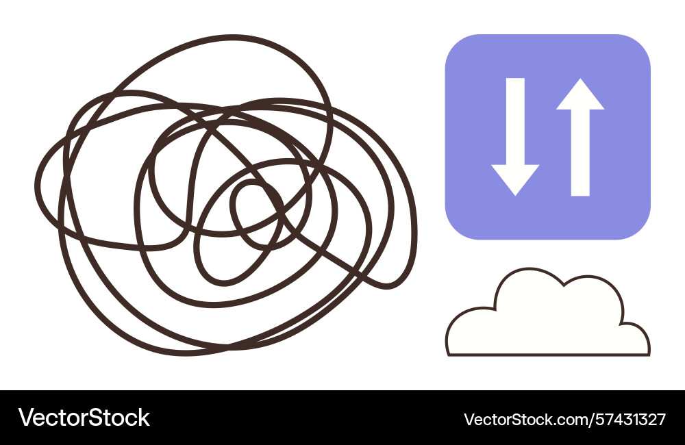 Tangled line representing chaos and cloud Vector Image