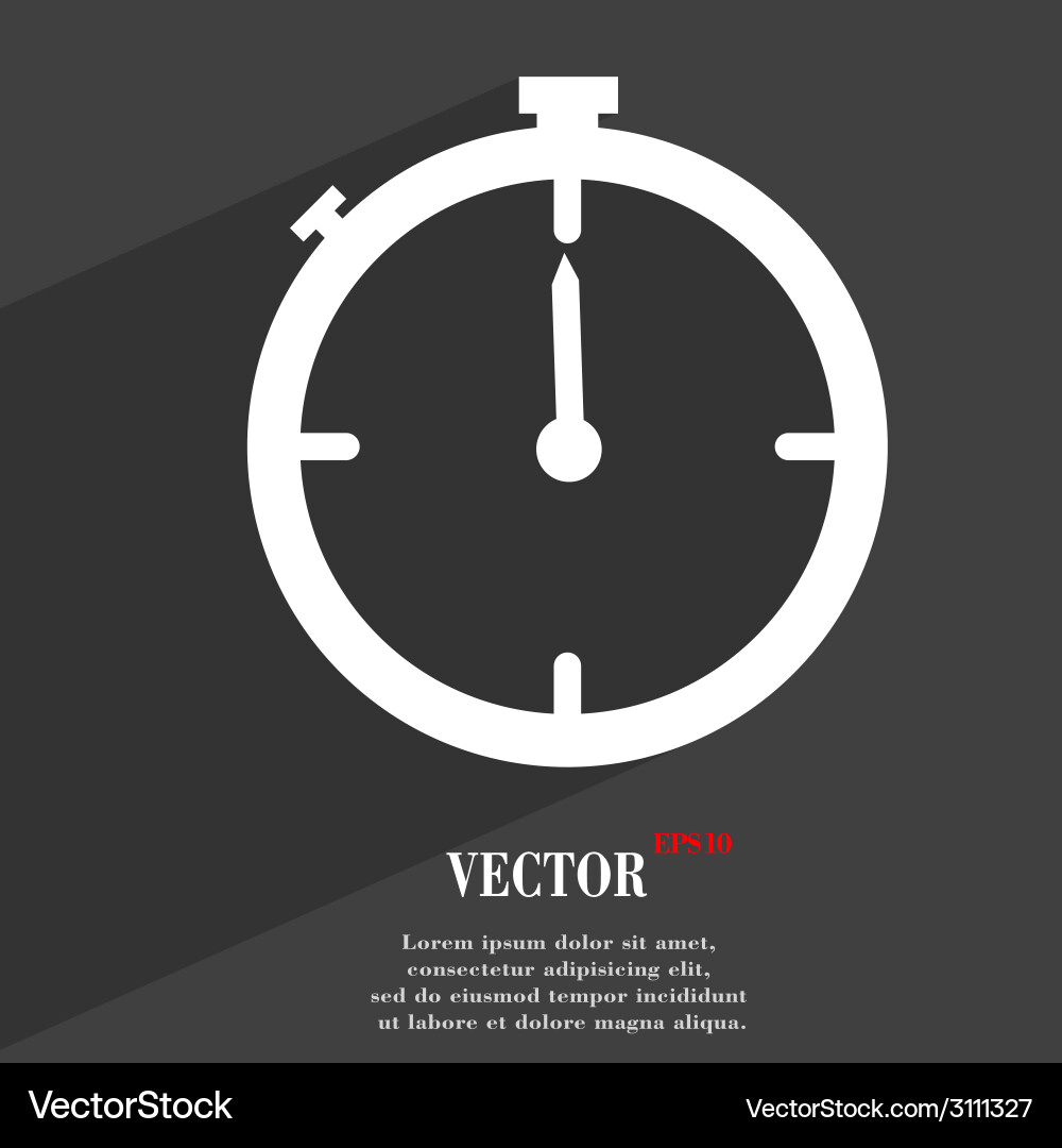 Timer icon symbol flat modern web design with long vector image