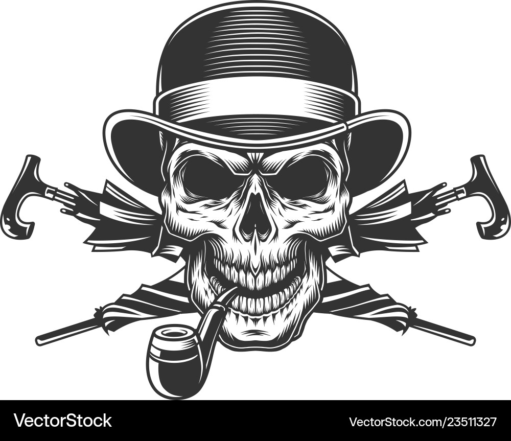 Vintage gentleman skull in fedora hat Vector Image