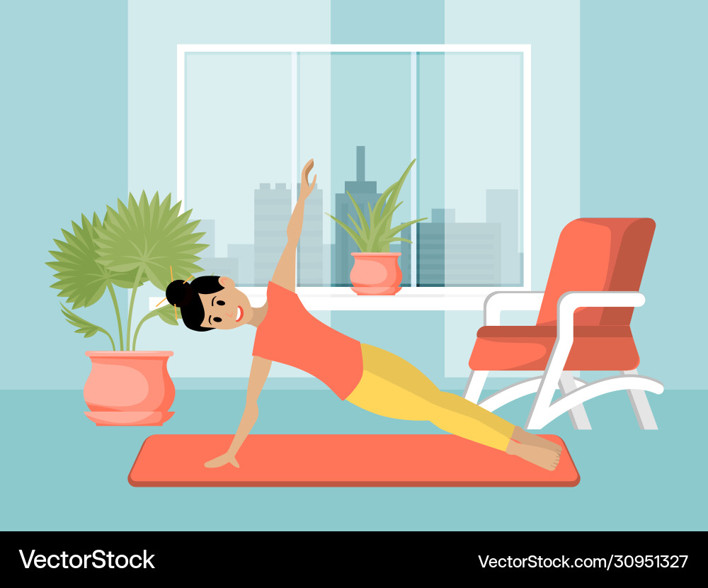 Yoga at home woman leads healthy lifestyle Yoga at home woman leads healthy lifestyle vector image