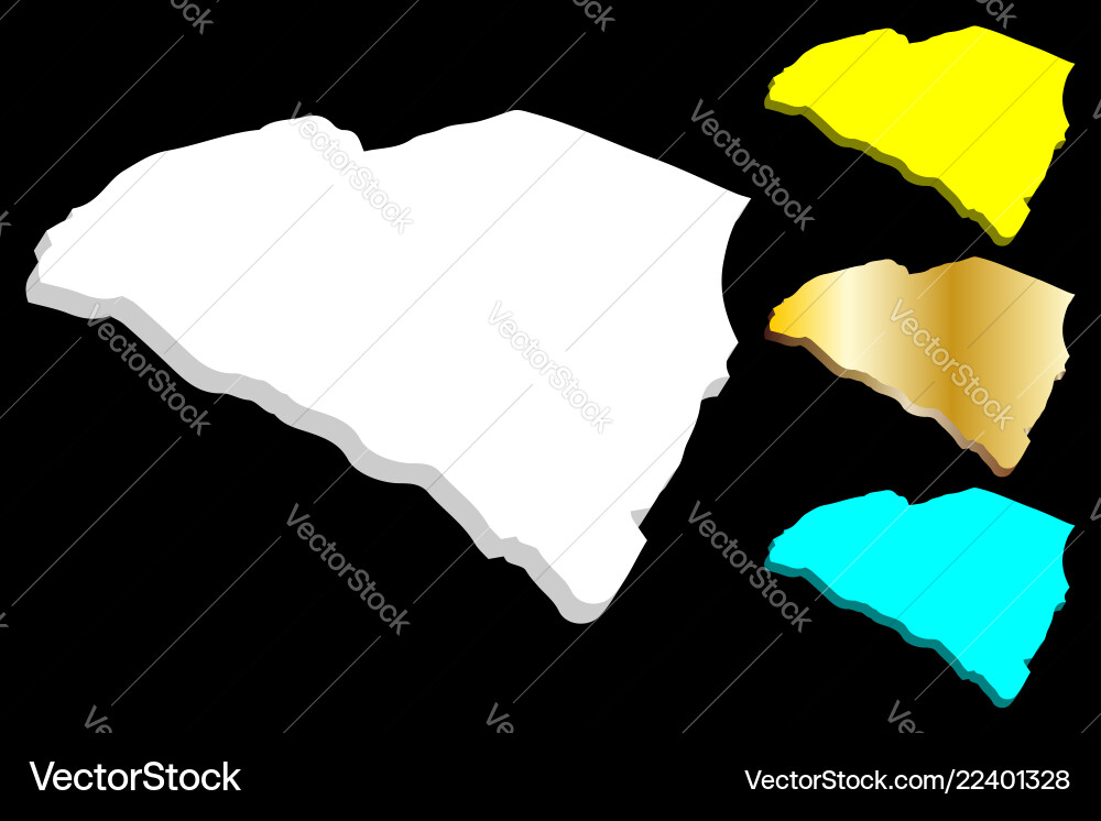 3d map of south carolina 3d map of south carolina vector image