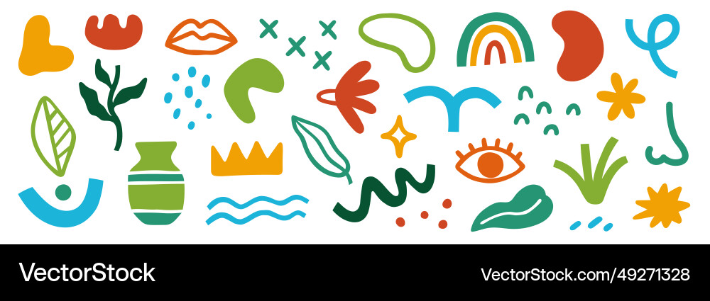 Abstract blob shape doodle set element geometric Vector Image
