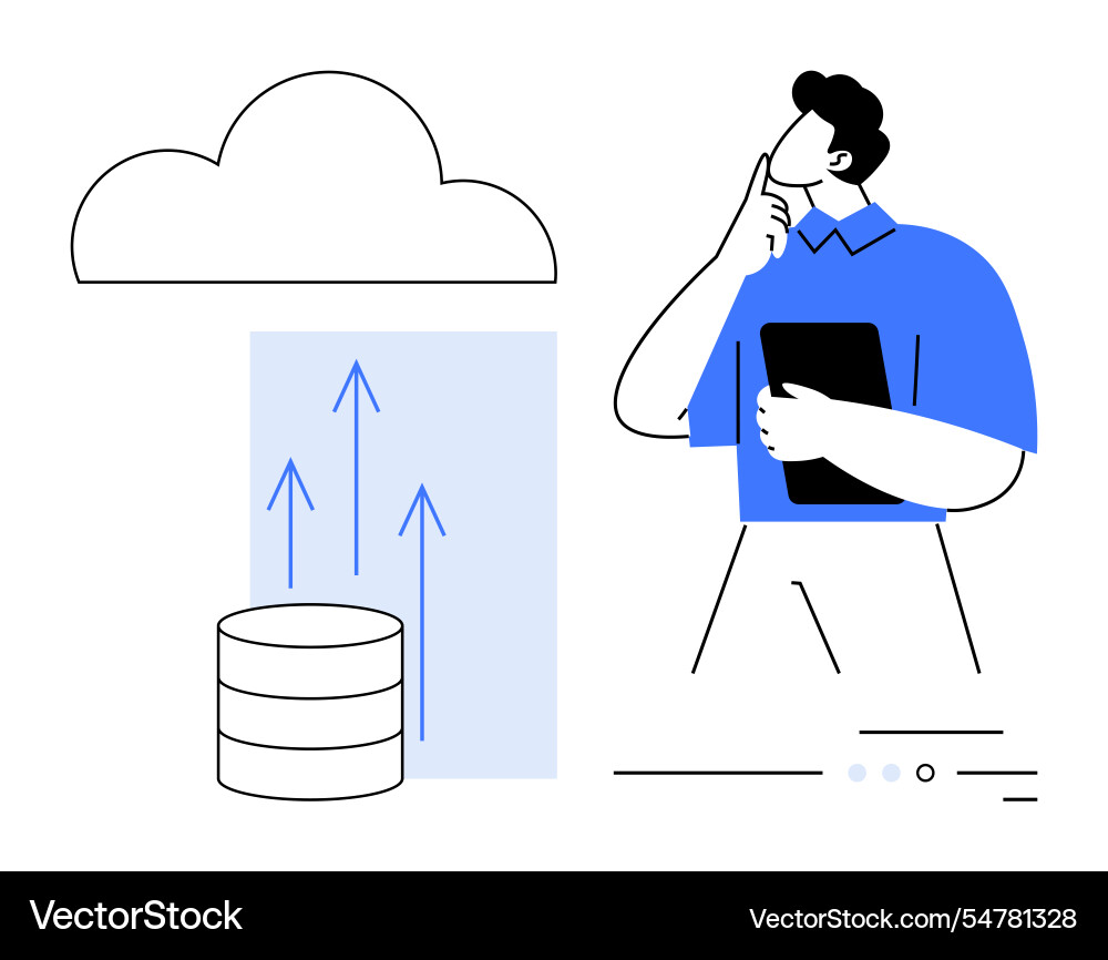 Cloud storage concept with data uploading from Cloud storage concept with data uploading from vector image