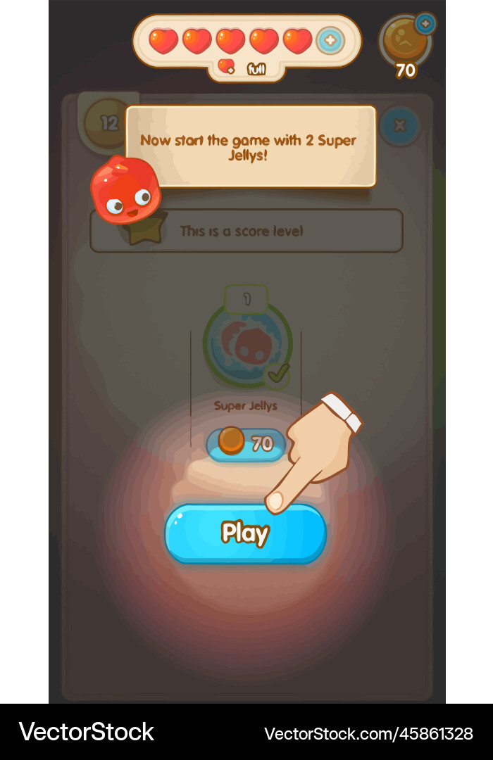 Complete set of level button game ui pop-up icon vector image