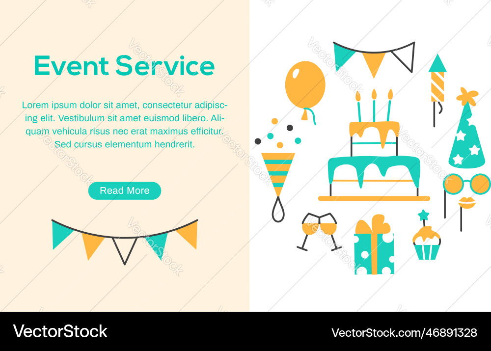 Event service flat line web page with text space Event service flat line web page with text space vector image