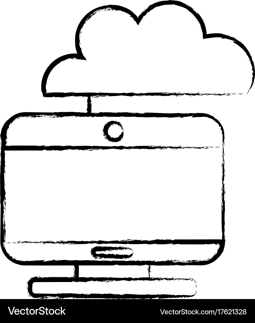 Figure computer technology with cloud data center vector image