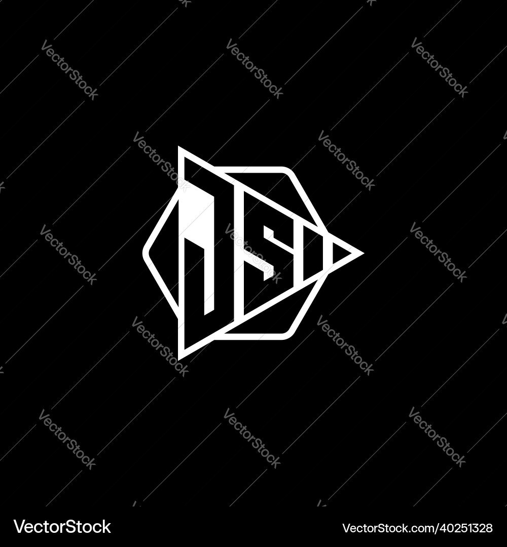 Js logo monogram triangle play button vector image