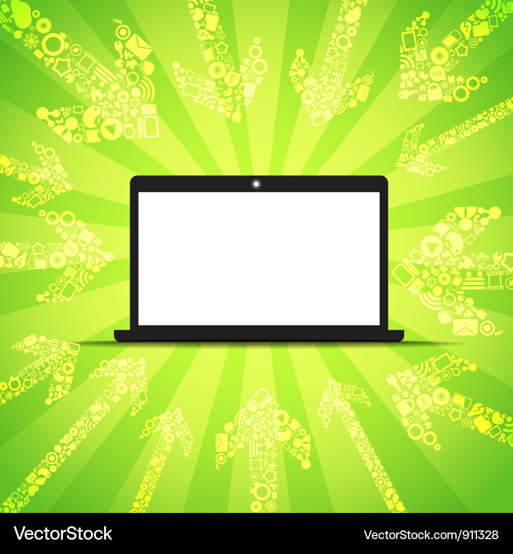 Media content goes to modern laptop Vector Image