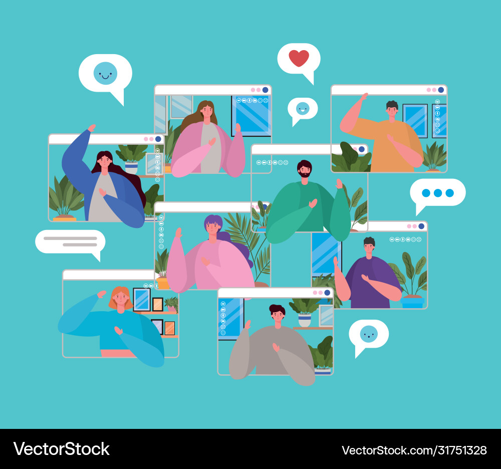 Menschen Avatare auf Websites Frames in Video-Chat Menschen Avatare auf Websites Frames in Video-Chat vektorbild