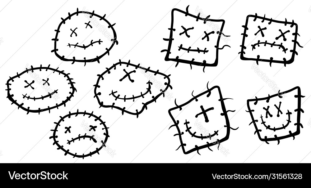 Patch Faces - Set of Small Faces vector image