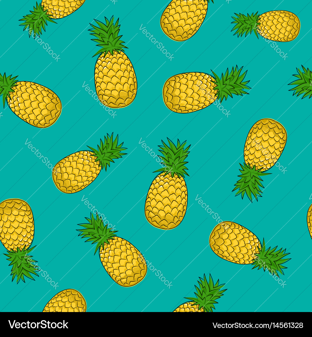 Pineapple Pattern on Azure vector image