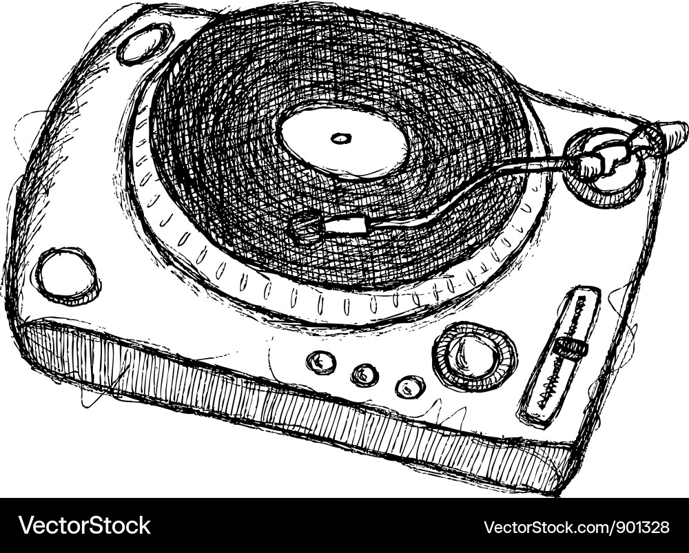 Retro Turntable Sketch Vector Image