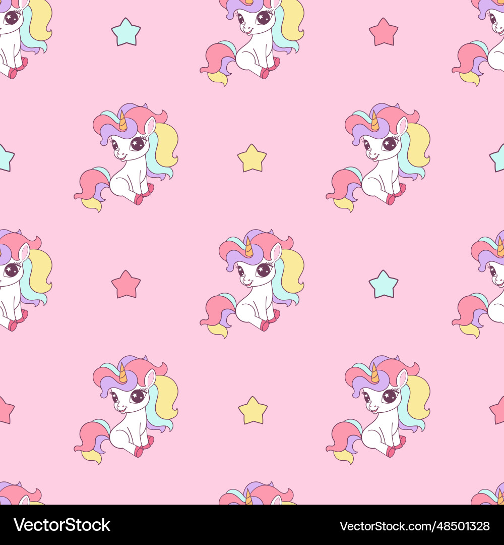 Seamless pattern with unicorns and stars Seamless pattern with unicorns and stars vector image
