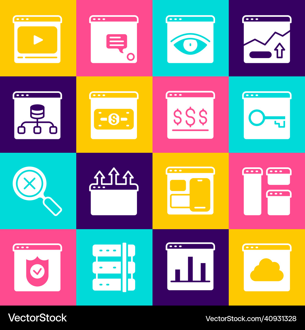 Set cloud technology data transfer browser window vector image