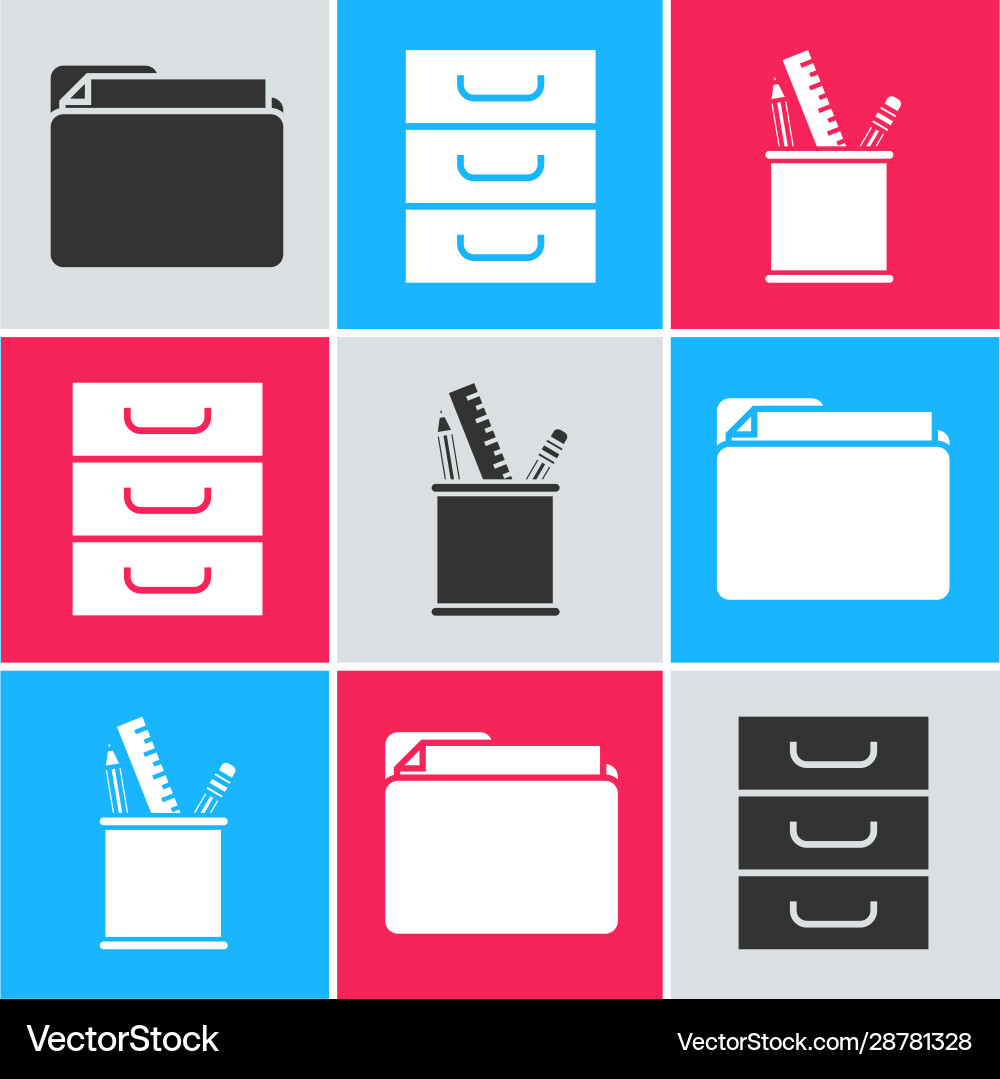 Set document folder drawer with documents Set document folder drawer with documents vector image