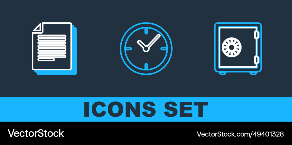 Set line safe document and clock icon Set line safe document and clock icon vector image