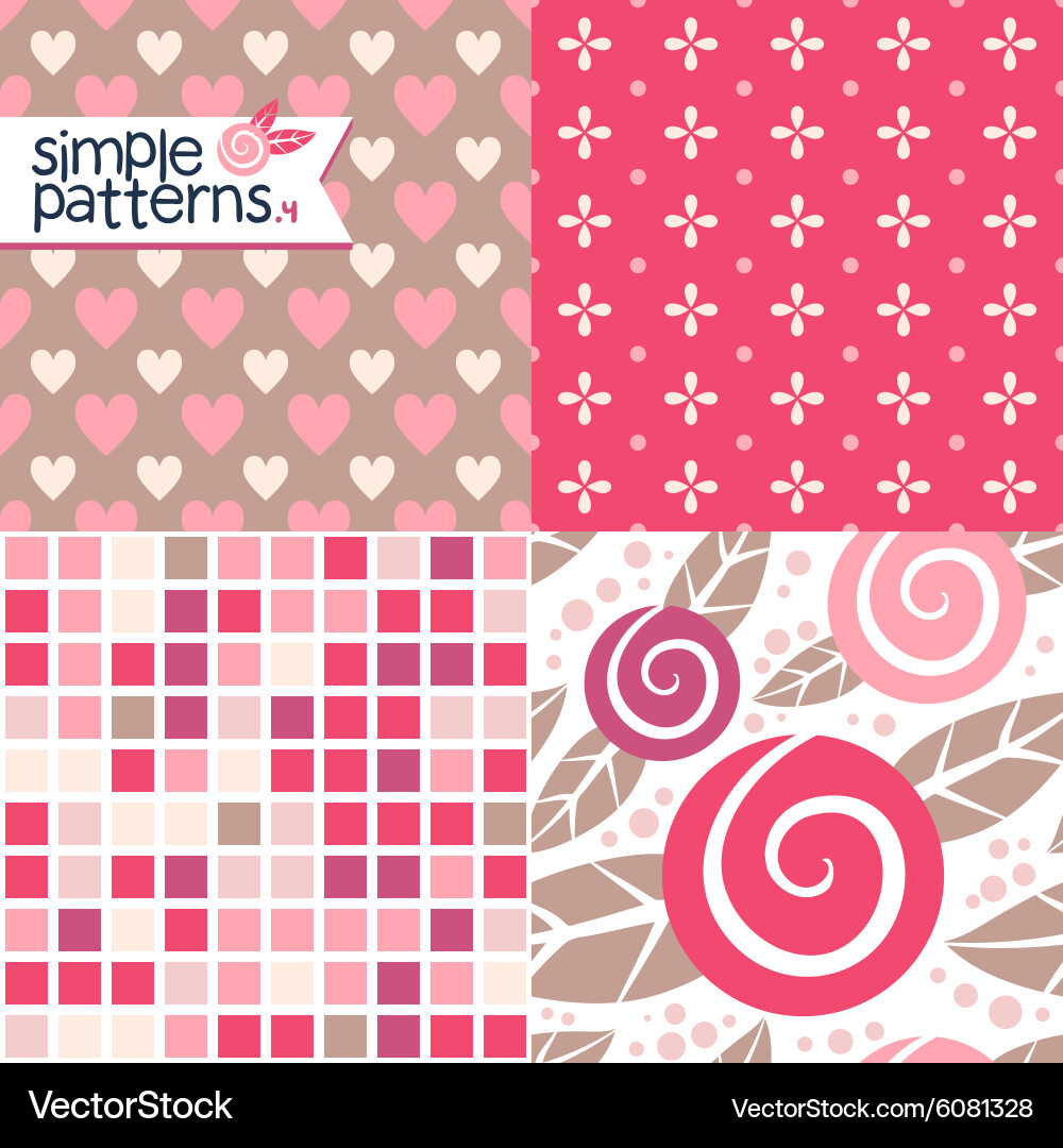 Set of four simple seamless patterns vector image