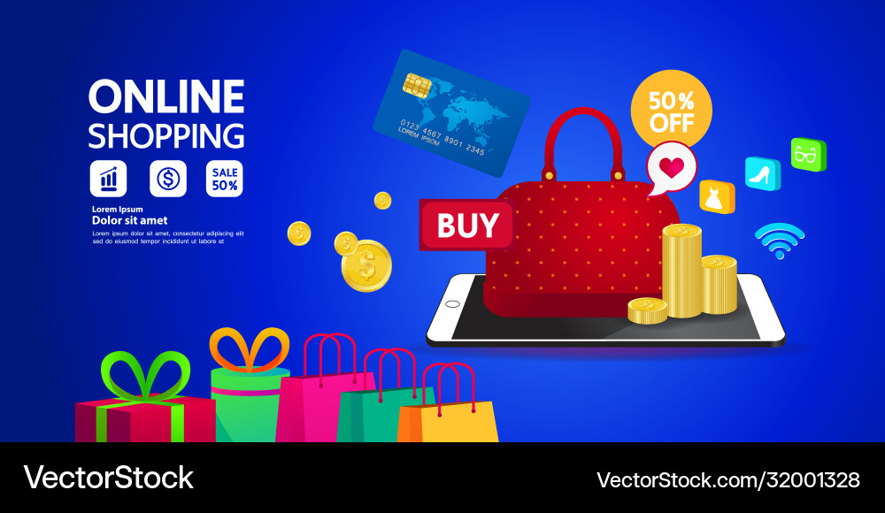 Shopping online on website or mobile application vector image