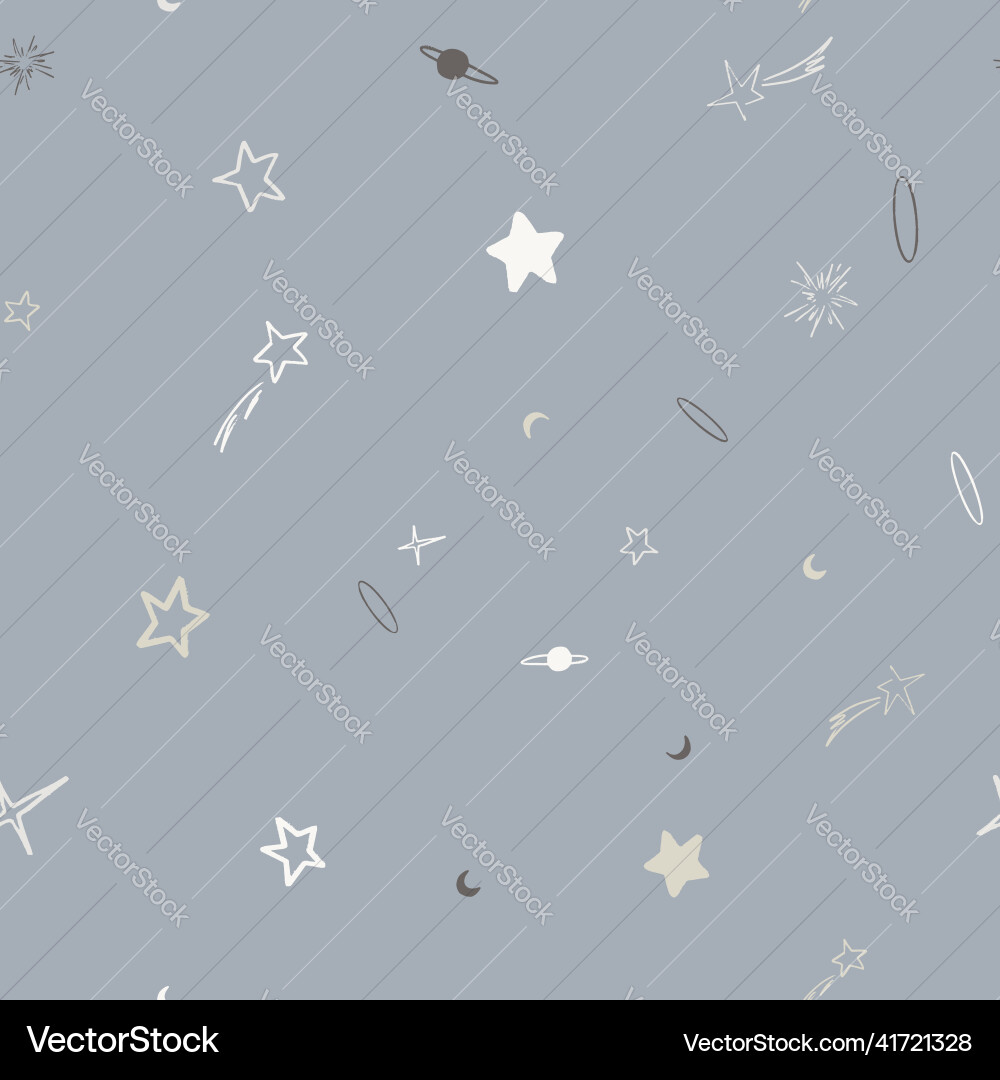 Space seamless pattern with planets comets Space seamless pattern with planets comets Vector Image